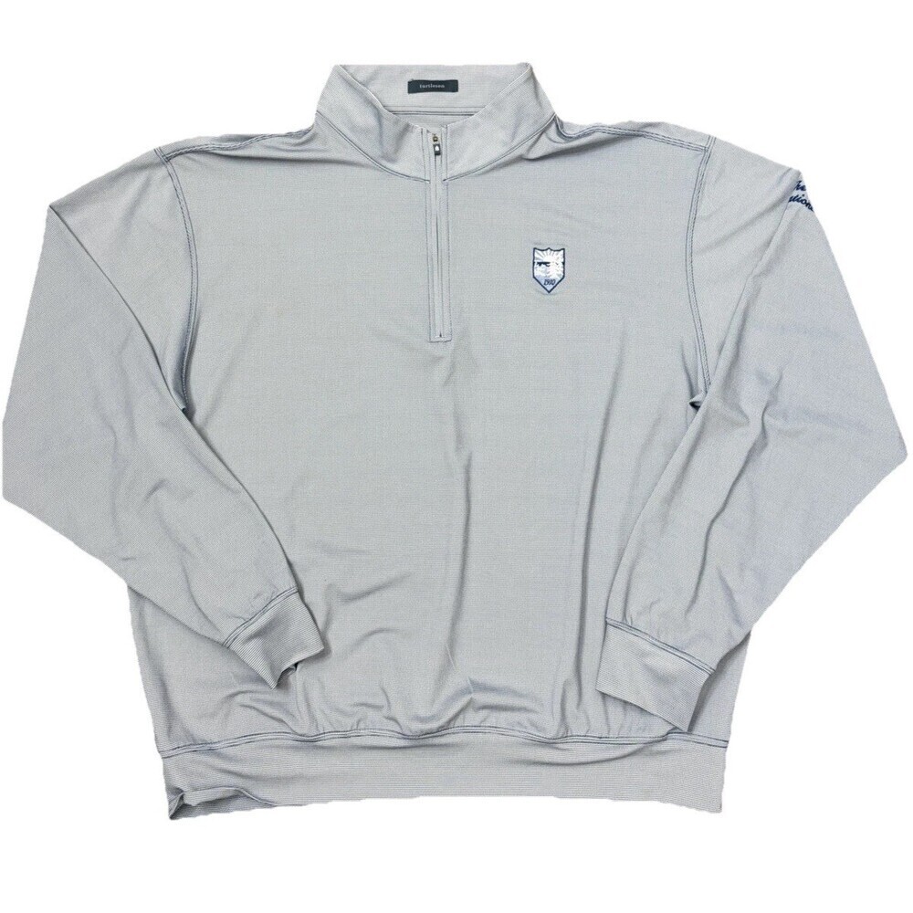 Turtleson Golf Pullover Quarter Zip Gray White Stripe Men's XL FLAW